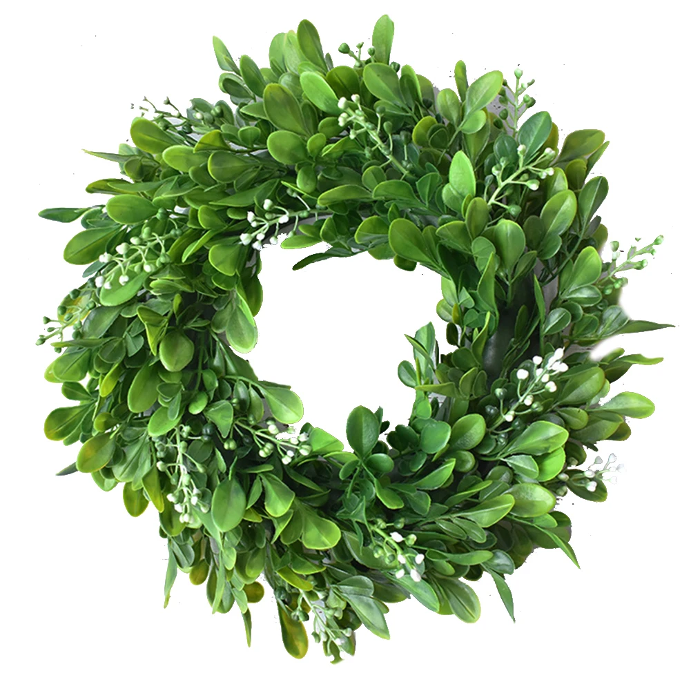 30cm Artificial Green Leaves Wreath Berry Garland Front Door Window Wall Decor