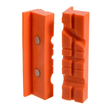 

1 pair 4.5" Magnetic Soft Pad Jaws Long Pad Bench Vice Metal Vise Rubber Multi-groove Vise Holder Drilling Machine Accessories