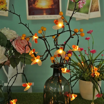 

20/30/50LED Solar Bee String Lights Wedding Party Automatically Recharging Fairy Garland Christmas Fence Landscape Decor
