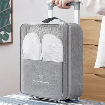 

Travel Shoe Bag New Japanese Style Outdoor Household Shoes Storage Bag Portable Dustproof Waterproof Trolley Case Bag Black Grey