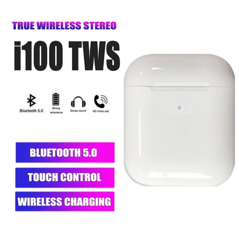 Наушники i100 tws bluetooth 5,0, беспроводные гарнитуры, сенсорное управление, поддержка беспроводной зарядки pk i20 i30 i60 i80 tws для IOS/Android tws true fone de ouvido bluetooth noise cancelling true wireless earb