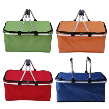 

Picnic Travel Foldable Shopping Basket Laundry Hamper Storage Bag Oxford Cloth with Handle Carrying Food Toys Picnic Travel