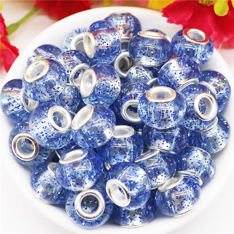 

10 Pcs Handmade Glitter Color Resin Murano Charm Bracelet Beads for Jewelry Making Women Girls Hair Beads DIY Jewelry Curtains