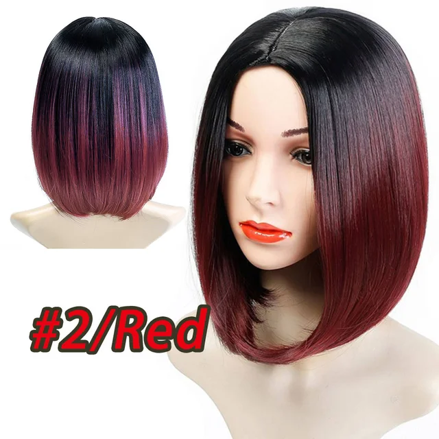 AIYEE Short Straight Brazilian Wig Synthetic Middle Part Hair Wigs Full Head for Black Women Heat Resistant Wig for Women Red