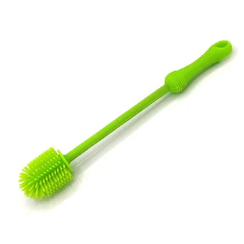 

Portable Silicone Bottle Brush Multi-functional High Density Bristles Cleaning Brush with Long Handle for Baby Bottles 66CY