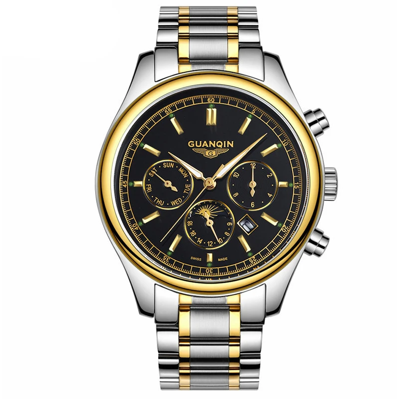 

GUANQIN GQ12002 Watch Men Brand Luxury Fashion Casual Quartz-Watch Stainless Steel Watch Band Male Relogio Masculino 2017