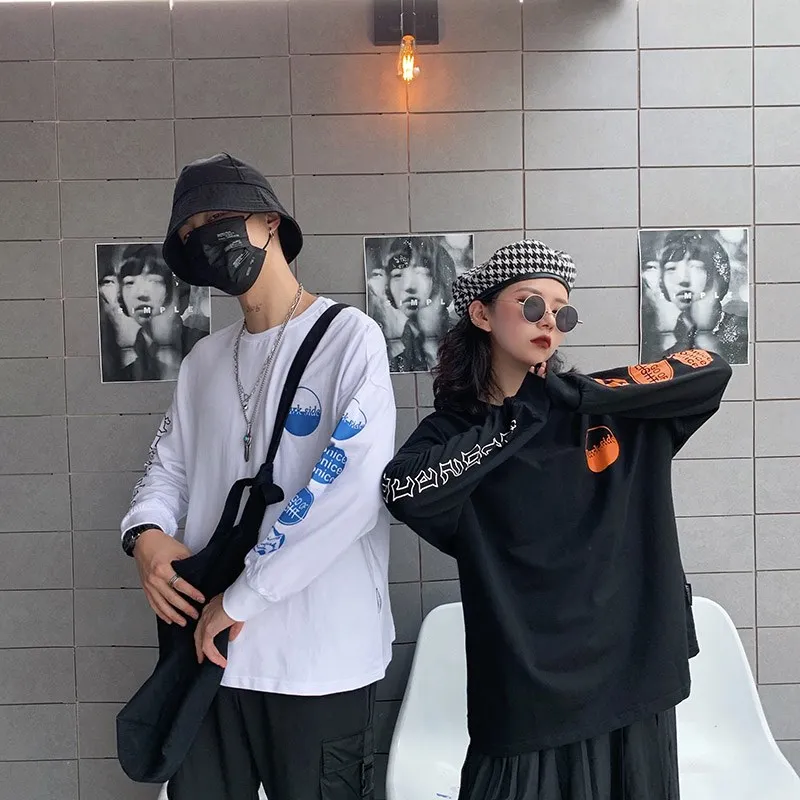 INS Men's tshirt Unisex Harajuku Loose Long Sleeve t shirt LET GO OF Letter Print Funny Print Fashion Casual T-Shirt Streetwear