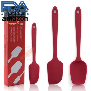 

More Function High Temperature Resistance Silica Gel One Scraper Three-piece Cooking Kitchen Ware Mini Spatula Fda
