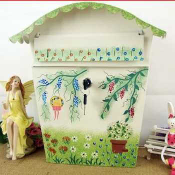

Garden Painting Mailbox Iron outdoor Newspaper Fashion Post Box Letter Wall Mounted Letter box message box