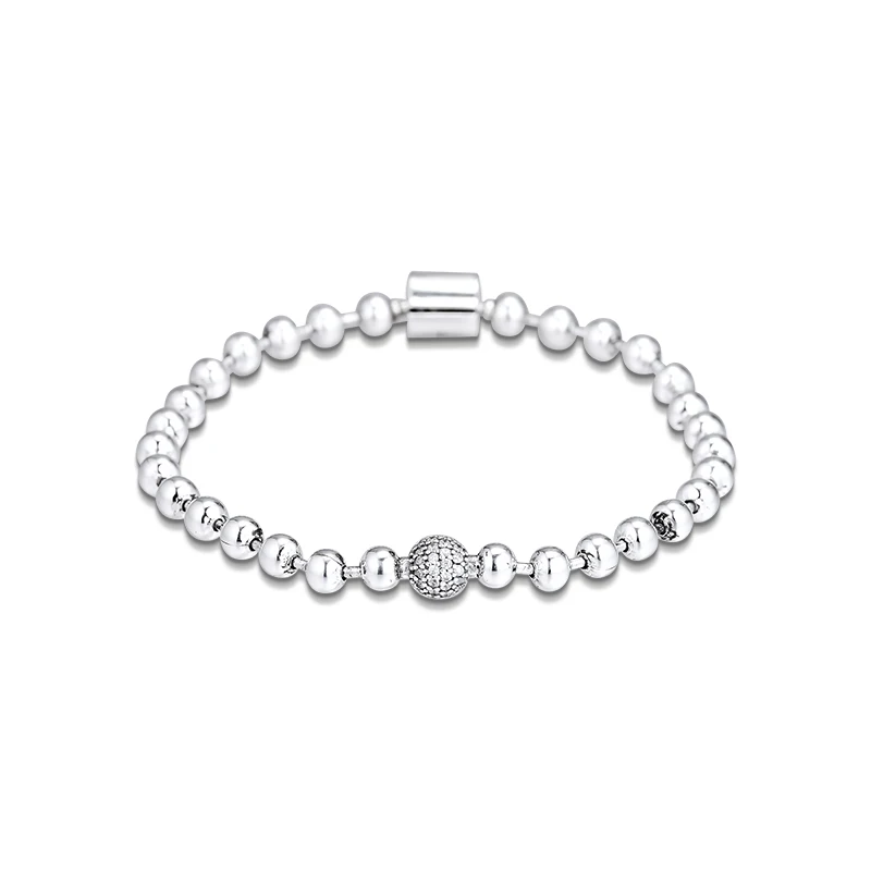 925 пробы серебряный браслет с шармами бусины и паве браслеты для женщин DIY бусины Подвески Украшения изготовление pulsera