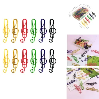 

50pcs/box Colorful Music Paper Clips Funny Bookmark Office Stationery Paper Clip Marking Clips