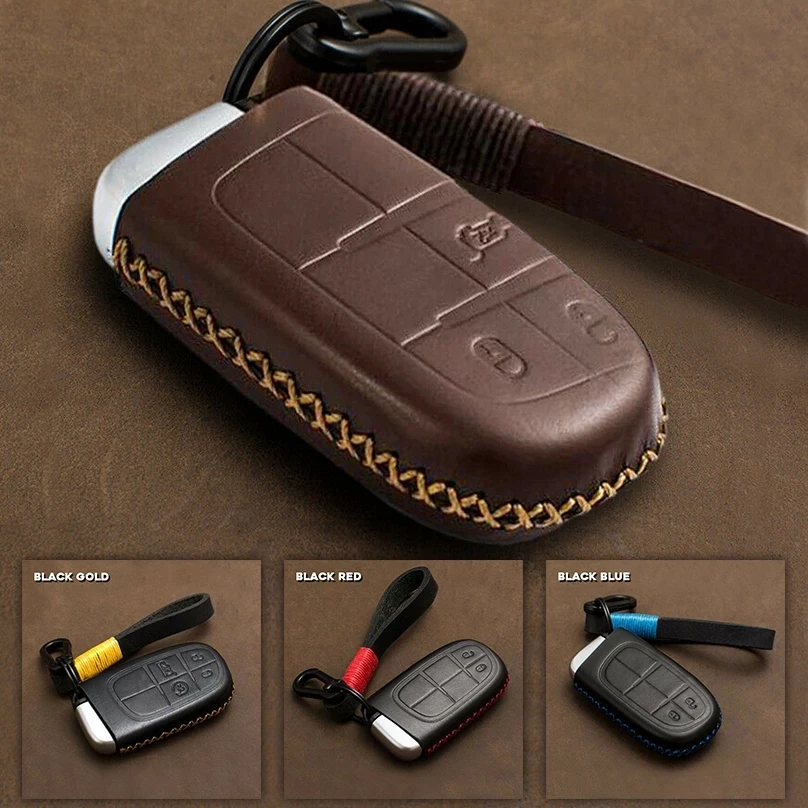 2 3 4 Buttons For Jeep Grand Cherokee Chrysler 300C Renegade Fiat Freemont Leather Car Key Cover Case Chain Protector | Автомобили и