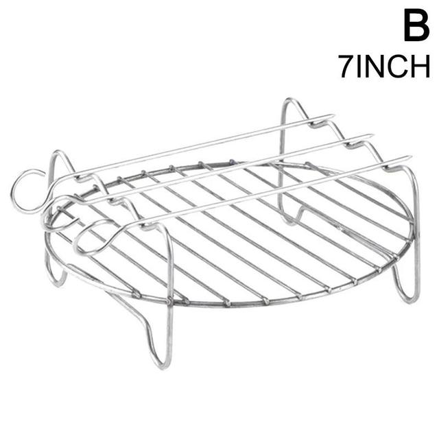 Fryer Rack Skewers Accessories Double Layer Versatile Roasting Grill Tray Home Bbq Replacement Holder Round Baking X3k9