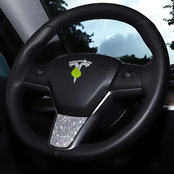 

For Tesla Model 3 S X Diamond Steering Wheel Stickers Crystal Diamond Front Rear Logo Sticker Accessories Rhinestone Decoration