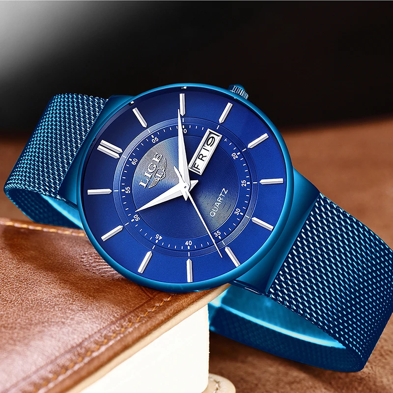 Новые синие кварцевые часы LIGE мужские s часы лучший бренд Роскошные часы для мужчин простые все стальные водонепроницаемые наручные часы Reloj Hombre