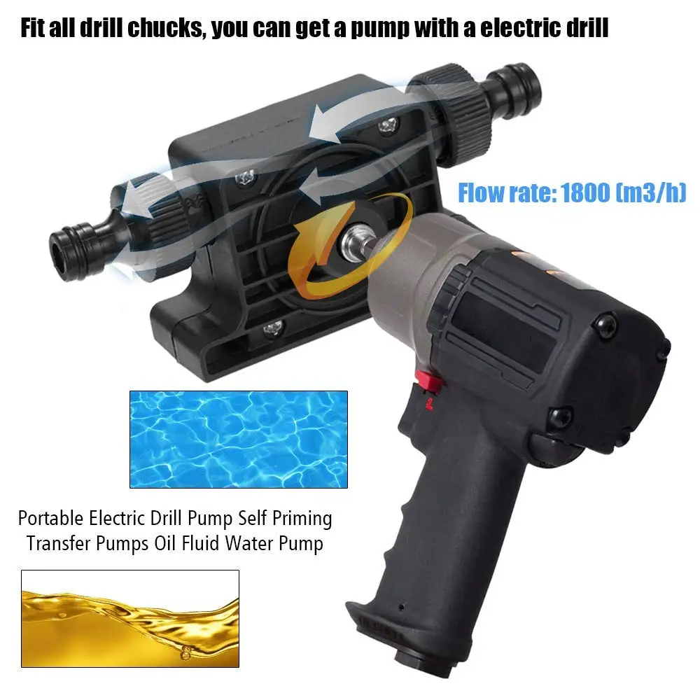 

Electric Drill Drive Pump Oil Water Mini Self Priming Transfer Pump Portable Corrosion Resistant can CSV