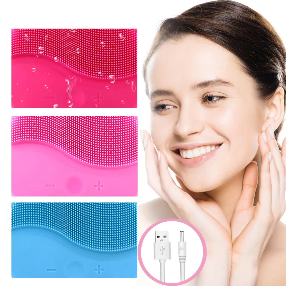 

USB Charging Waterproof Electric Silicone Facial Cleansing Brush Vibration Massage Ultrasonic Face Cleaner VIP Dropshipping