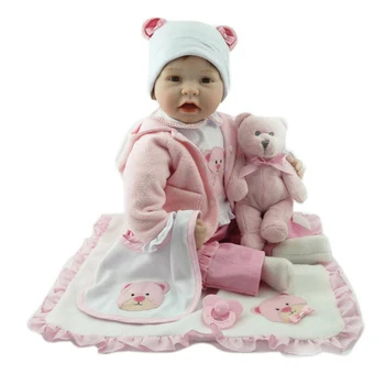 

NPK DOLL Bebe reborn 22inch pink bear silicone reborn baby doll girl toddler alive baby l.o.l dolls surprises gift