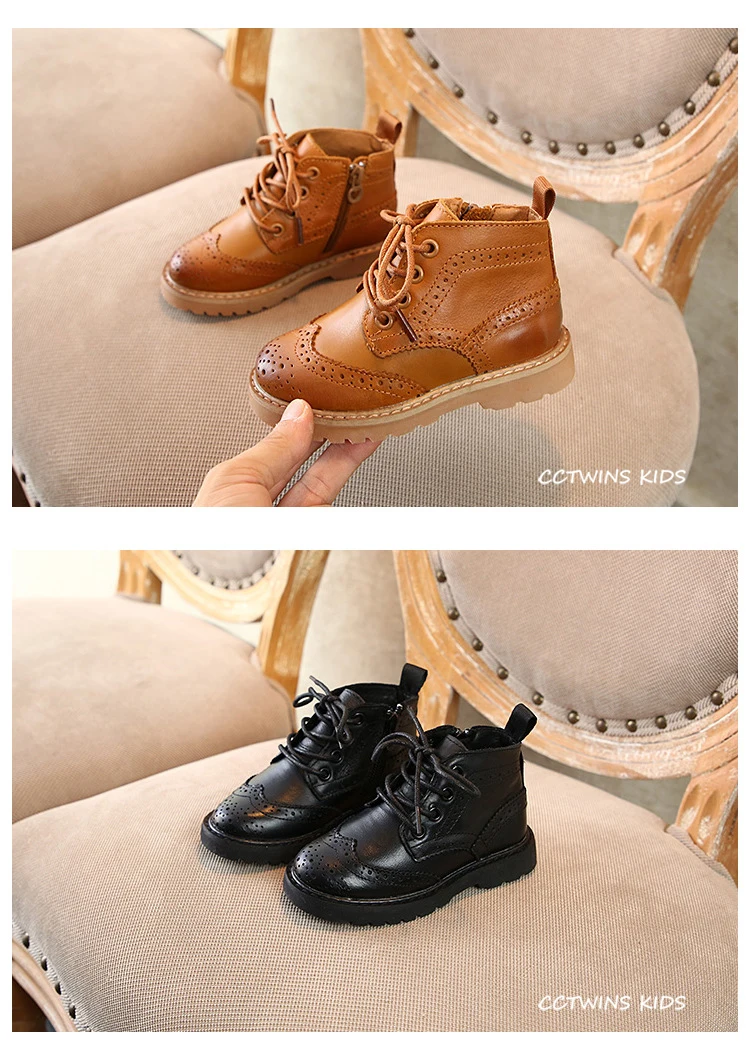 CCTWINS/детская обувь; коллекция года; сезон осень; Модные Ботинки martin из натуральной кожи для девочек; обувь в британском стиле для мальчиков; детская черная дышащая обувь; MB003