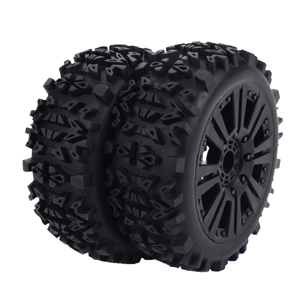2pcs RC Crawler Buggy Car Wheel Rubber Tires - RC Spare Parts for 1/8 Monster Truck Truggy Model Cars, 120mm Dia. 18mm Hex