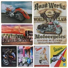 30X20 см винтажная Ретро металлическая жестяная вывеска Vespa мотор жестяная автобусная табличка для бара украшение для бара домашний декор для гаража H31