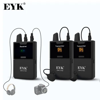 

EYK EW-C102 Camera Mic UHF Wireless Lavalier Microphone with Audio Monitor Function for Phones DSLR DV Camcorder Webcast Record