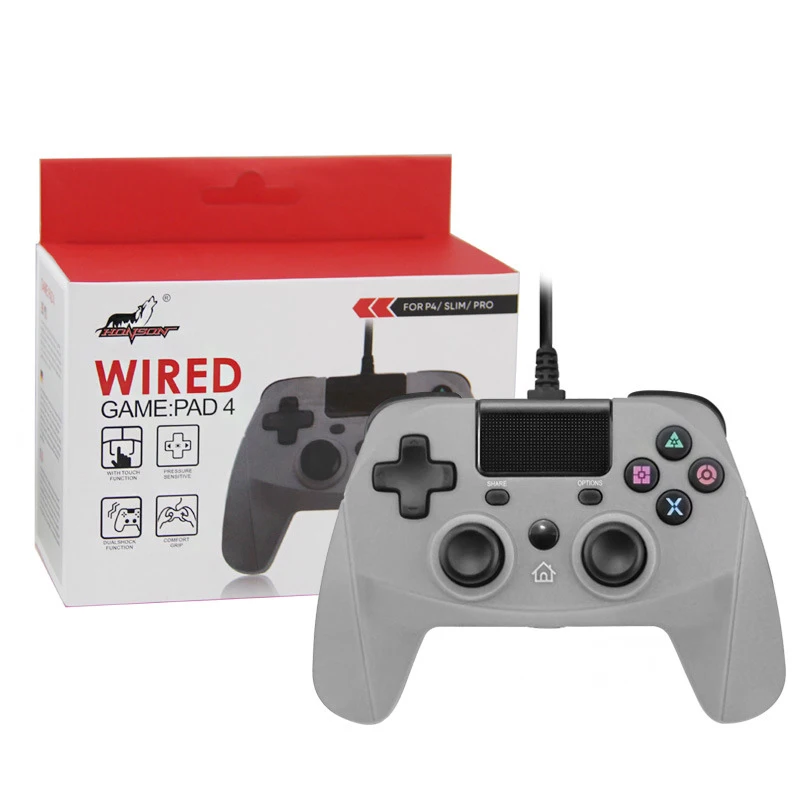 Gray 7 цветов Проводной контроллер Джойстик для SONY PS4 Геймпад для playstation 4 консоль для PS3/ПК с сенсорной панелью для Dualshock 4 - Цвет: Gray