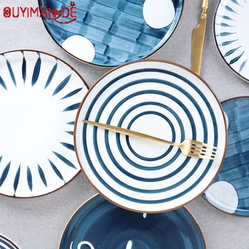 

Nordic Plate Dinner Plate Ceramic Western Food Steak Plate Breakfast Pizza Plate Personality Creative Tableware