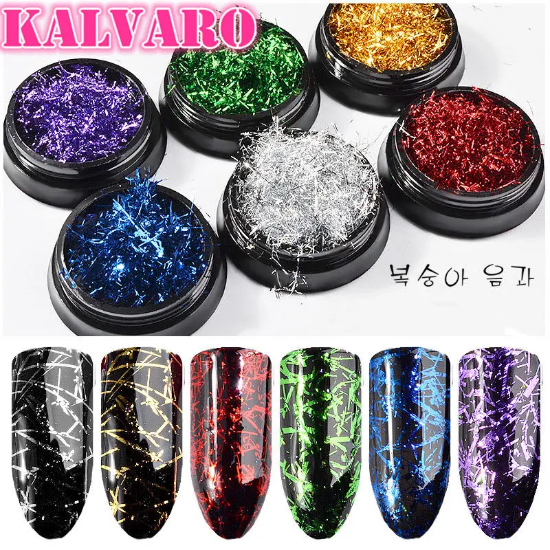 Kalvaro Fashion Nail Art Magic Mirror Powder Gold Silver Silk Strips Really Bright High-gloss Foil 6 Colors | Красота и здоровье