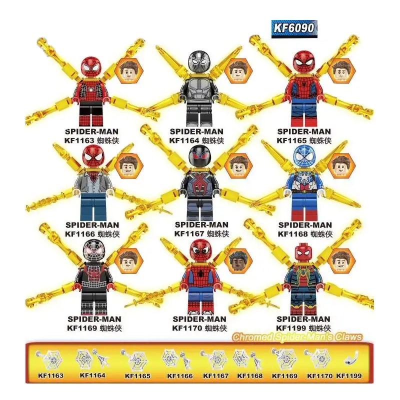

KF6090 Single Sale Far From Home Bricks Spider-Man With Chromed Claws Building Blocks Figures Model For Children Education Toys