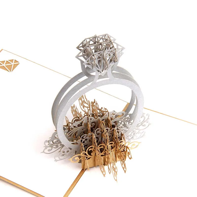 Valentine's Day Diamond Ring Anniversary Greeting Card 3D Pop-Up Wedding Invitations Party Decoration Gifts Postcard c2827