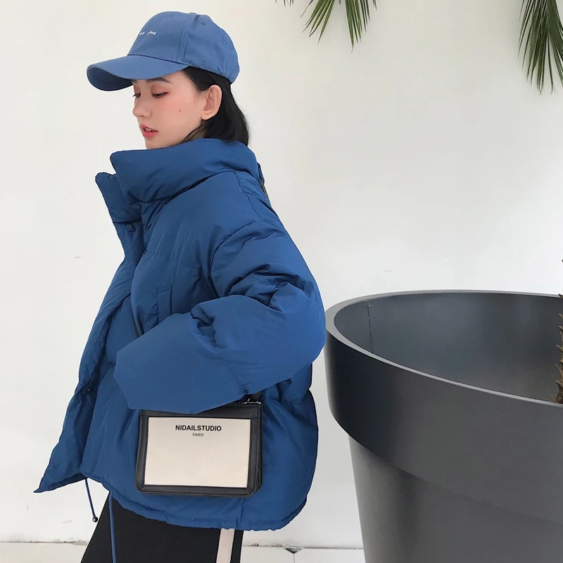 

Winter fashion women parkas down cotton padded jacket warm thick loose oversize soild wadded jackets female casual bread coats