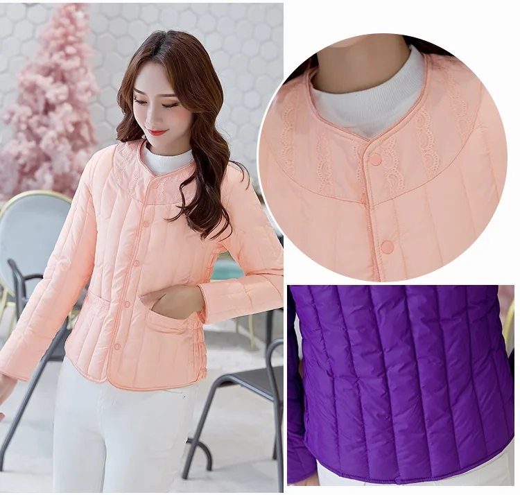 UHYTGF Fashion Ladies Down Short Design Coat Winter Cotton-padded Jacket Plus size Women Slim Thin light Cotton Outerwear X437