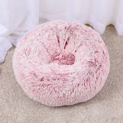 pink 2 WHPC круглая кровать для питомца кошки гнездо для кошки короткий длинный плюшевый домик для кошки мягкая кровать для питомца собаки кошки зимняя теплая кровать для щенка подушки Коврики - Цвет: pink 2