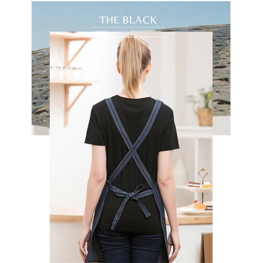 1PC Apron Kitchen Restaurant Chef Denim Bib Waterproof Coffee Shop Bakery Adjustable with Pocket BBQ Hairdresser Aprons