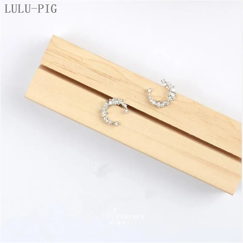 LULU-PIG новые бонусы для пользователей горячие новые модные корейские 925 Серебряные Необычные серповидные серьги креативные серьги в форме Луны CED010