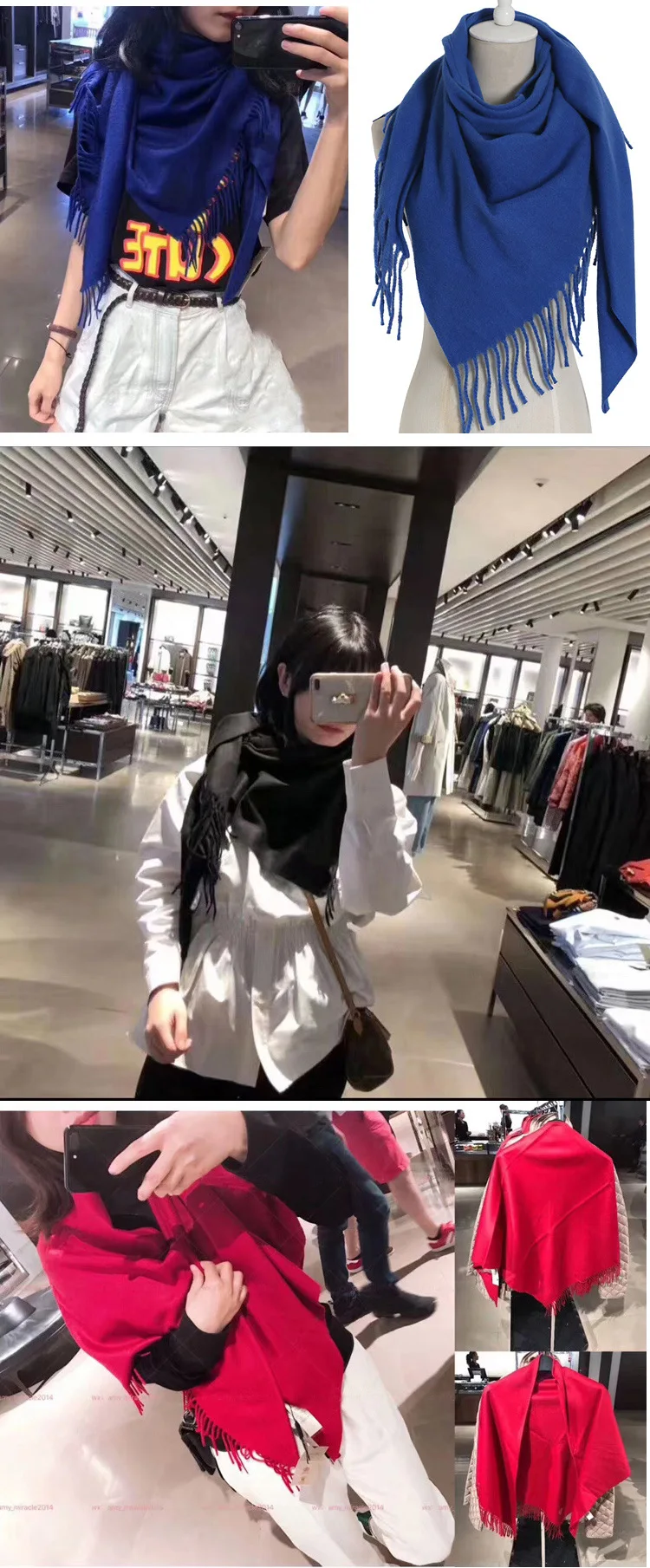 New Style Scarf Women's Winter Korean-style Faux Cashmere Thick Warm Women's Shawl Solid Color Tassels Mid-length Triangular Sca