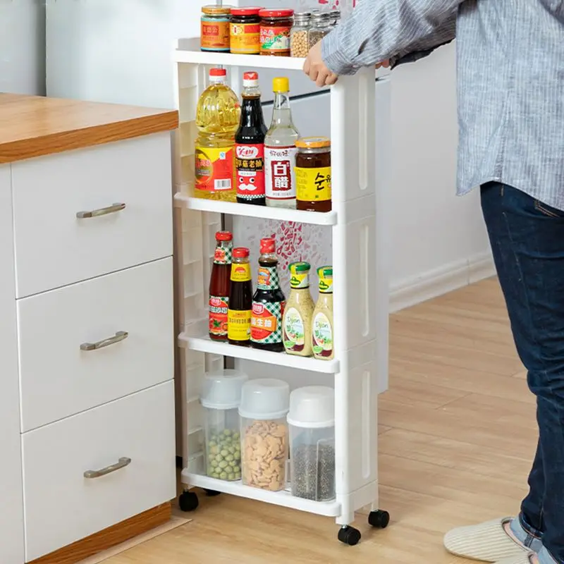 

Multi-functional Storage Rack 2-4 Layer Sundries Organizer for Kitchen Bathroom Narrow Storage Shelf Rack Home Organizer