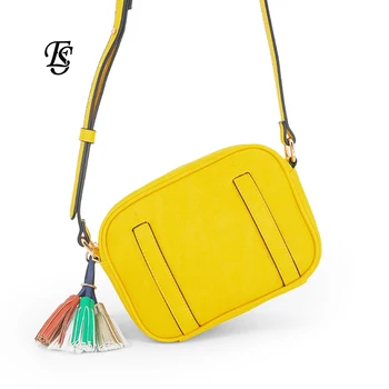 

ESHUNFA Female Bag Inclined Shoulder Bag Single Shoulder Strap Color Tassel Contracted Fashion Lively Single Shoulder Bag