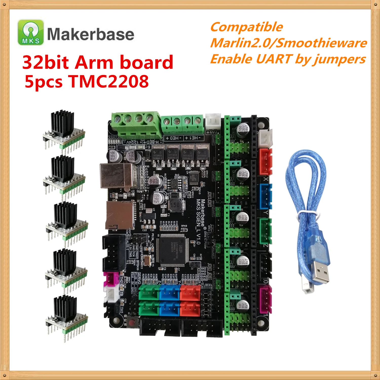 compatible Marlin2.0 Smoothieware MKS SGEN L motherboard 3D printer upgrade panel with stepper driver replace Biqu SKR V1.3 card |