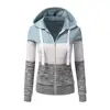 Patchwork Hoodies Women Hooded Polyester Zipper Pocket Coat Casual Drawstring Sweatshirts Female Sports Outwear ► Photo 3/6