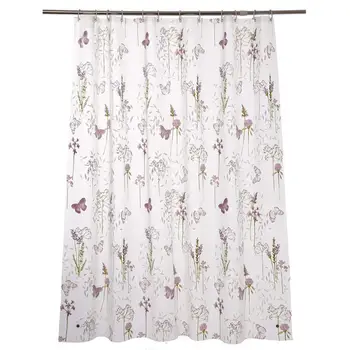 

Mildew Resistant Anti-Bacterial PEVA Shower Curtain Printed Purple Flower Non Toxic, Eco-Friendly, No Chemical Odor, Rust Proof
