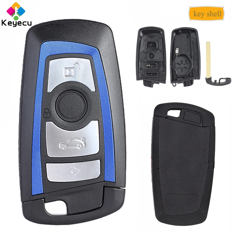 

KEYECU Replacement Blue Color Smart Remote Control Car Key Shell Case Cover With 4 Button - FOB for BMW F CAS4 5 Series 7 Series