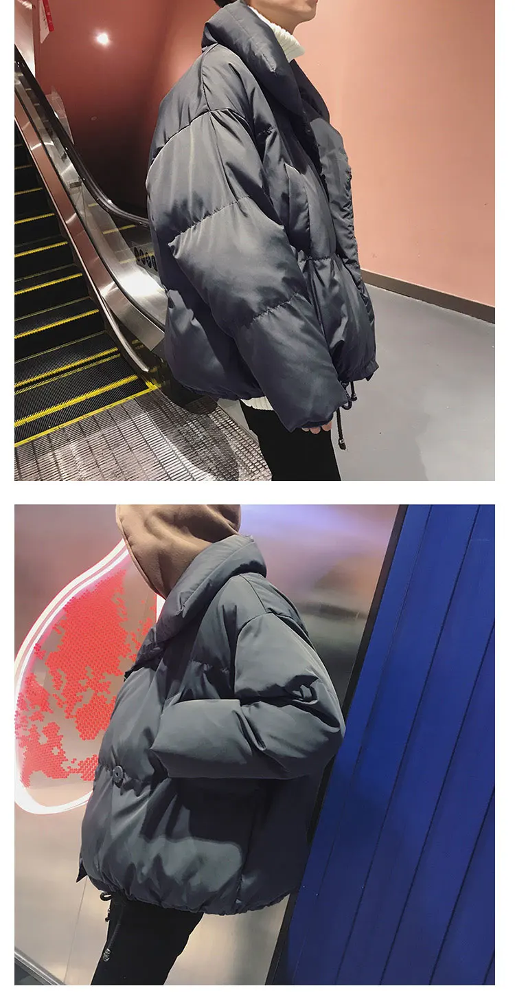 Новая мужская куртка, зимнее теплое пальто, корейский стиль, куртка-пуховик, стоячий воротник, пальто-пузырь