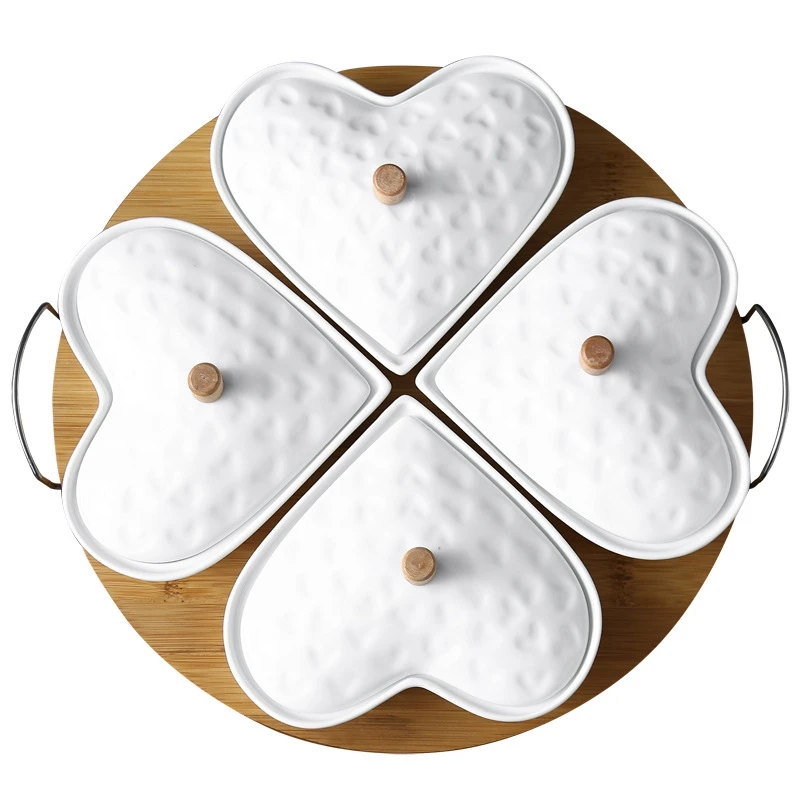 

Creative Ceramic Grid Fruit Plate Snack Platter Food Display Plate Storage Plate Kitchen Supplies