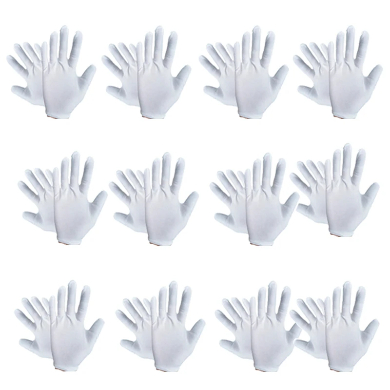 Cotton Gloves 24Pieces/12 Pairs White Cotton Cloth Thin Etiquette Wenwan Quality Inspection Gloves