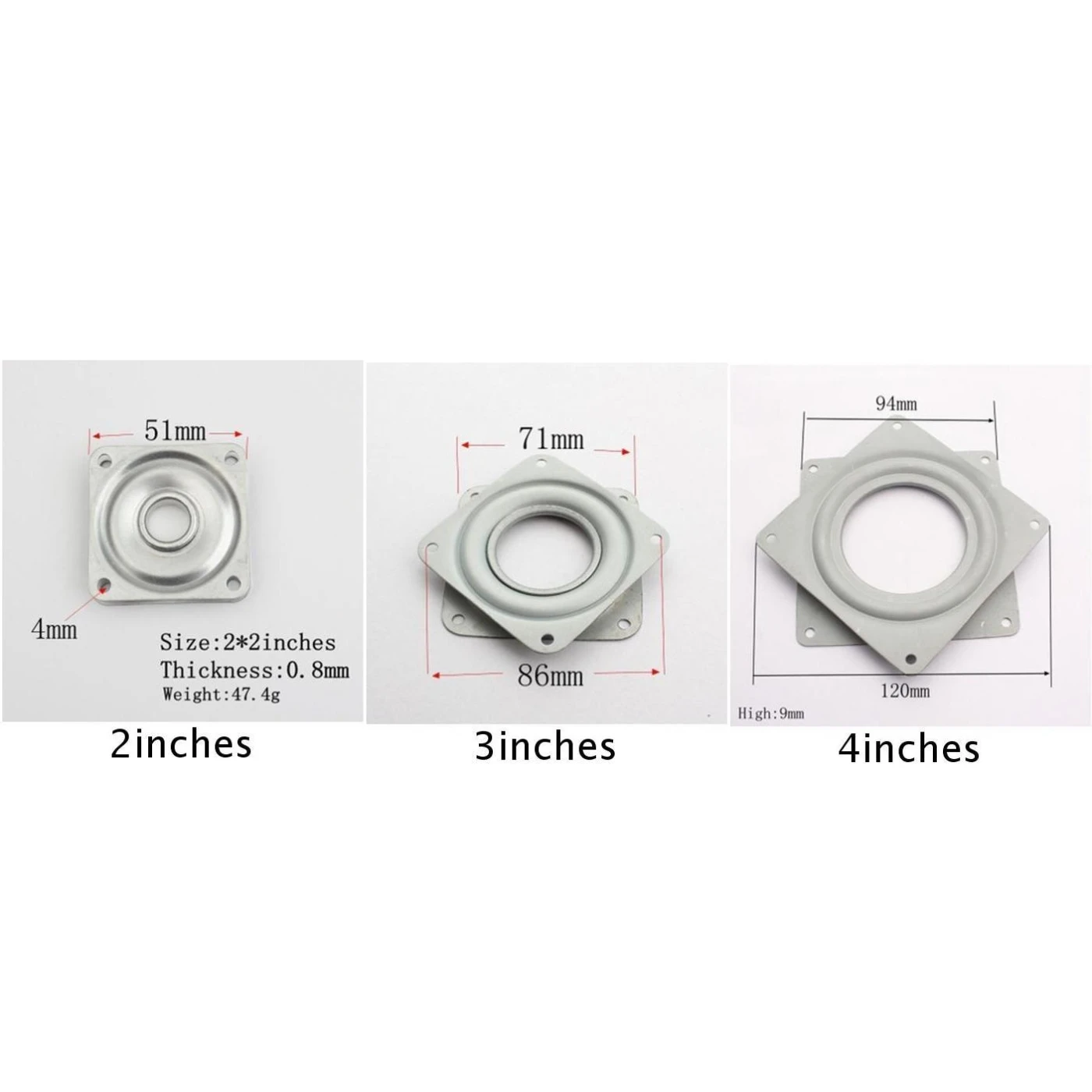 2/3/4 дюйма поворотные пластины подшипник поворотный металл 360 градусов