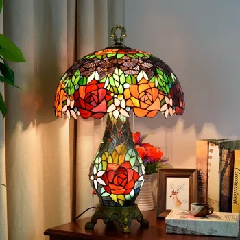

Tiffany lamp American style rural retro rose mother and child lamp TIFFANY GLASS living room bedroom hotel bar lamp