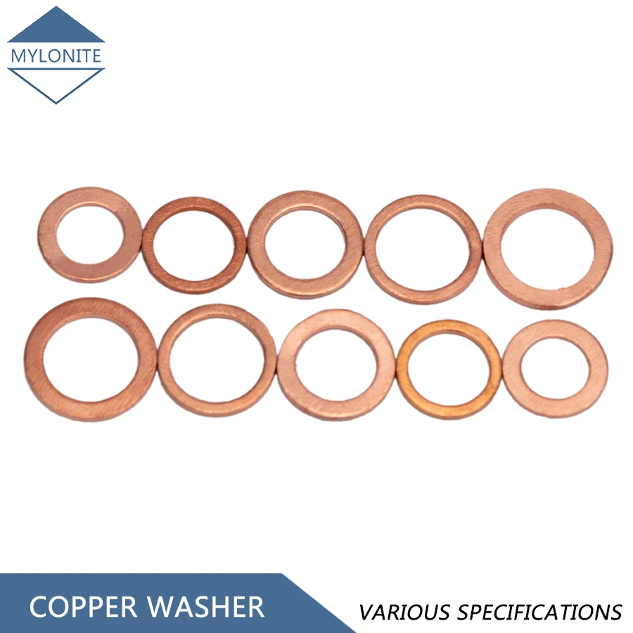 M5 M6 M8 M10 M12 M14 M16 M18 M20 M22 M24 M27 M30 M33 M36 M42 M48 Red Copper Brass Flat Gasket Crush Sealing Washer Seal Ring |
