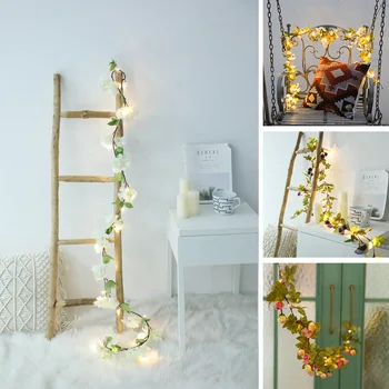

2M/ 20 LED Artificial Plants String Light Green Leaf Ivy Vine Fairy Light String Maple Leaves Lamp Garland DIY Hanging Lighting